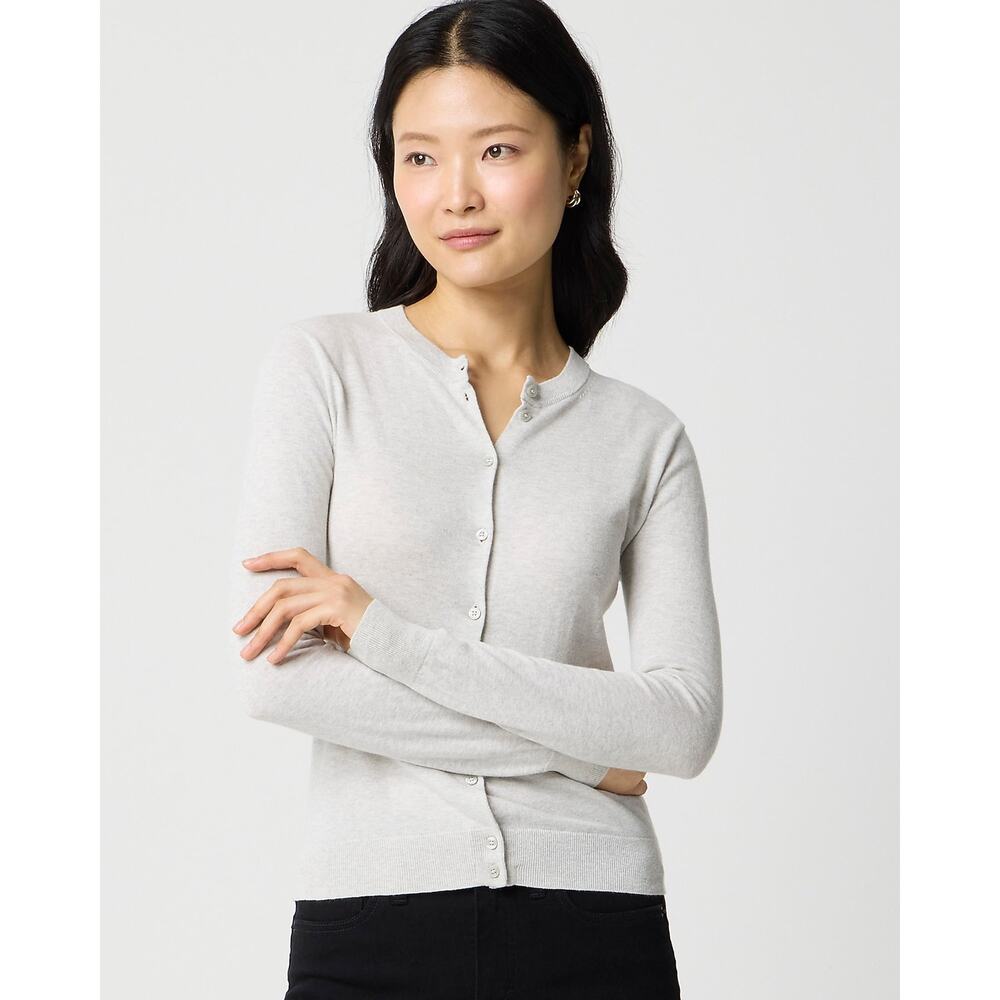 J.Crew Medium Classic Cotton Cardigan Sweater Basic Minimalist Closet Staple